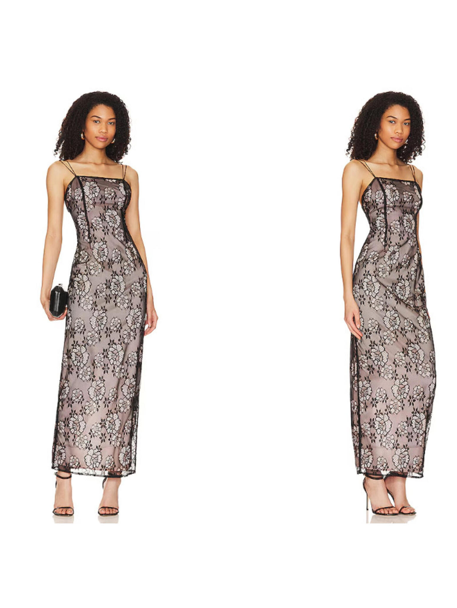More To Come Kenji Gown Black Lace Overlay Pink Size Xs Nwt